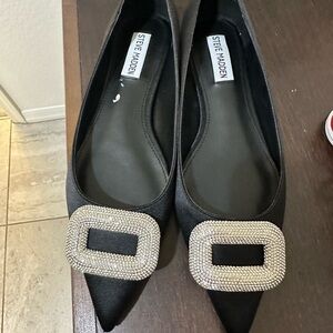 Steve Madden Black Loafers with Glittering Silver Accent
